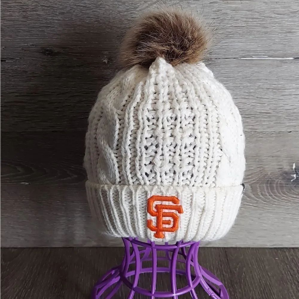 Women's San Francisco Giants '47 Cream Meeko Cuffed Knit Hat with Pom